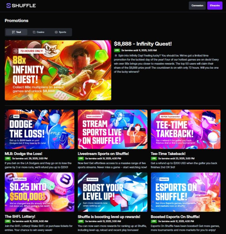 Shuffle Casino bonus