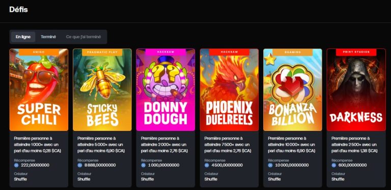 Shuffle Casino défis