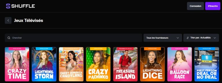 Shuffle Casino jeux télévisés