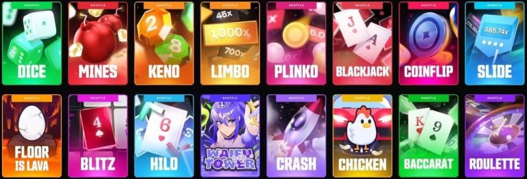 Shuffle Casino jeux exclusifs