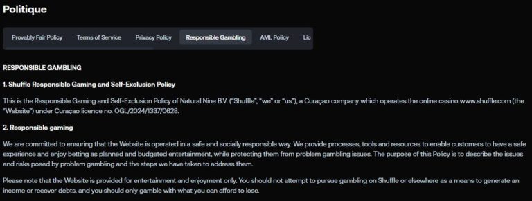 Shuffle Casino politique
